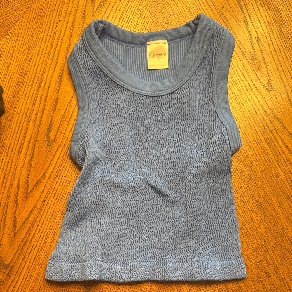 Elle Textured Blue Knit Tank